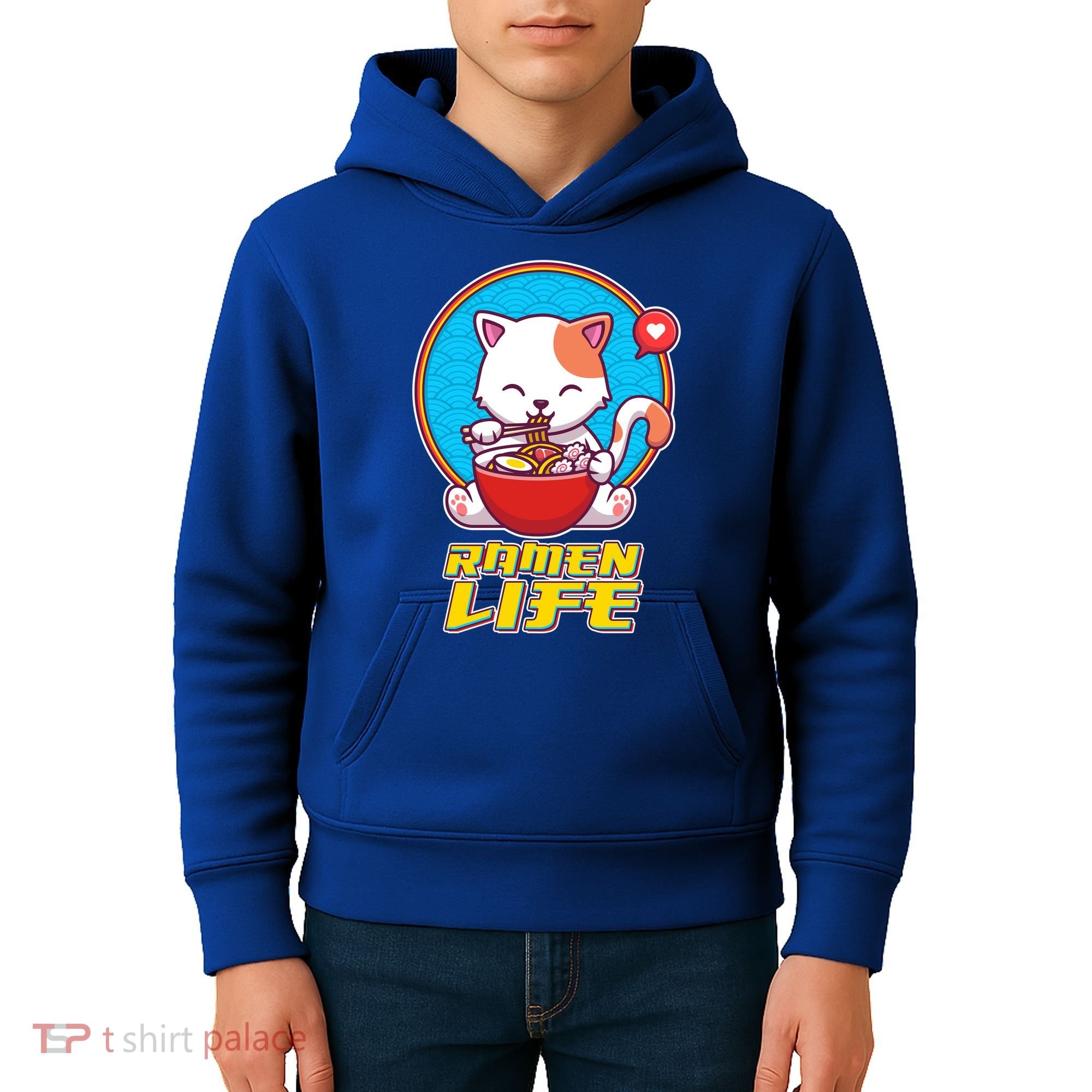 Cute Japanese Ramen Life Kitty Kids Hoodie