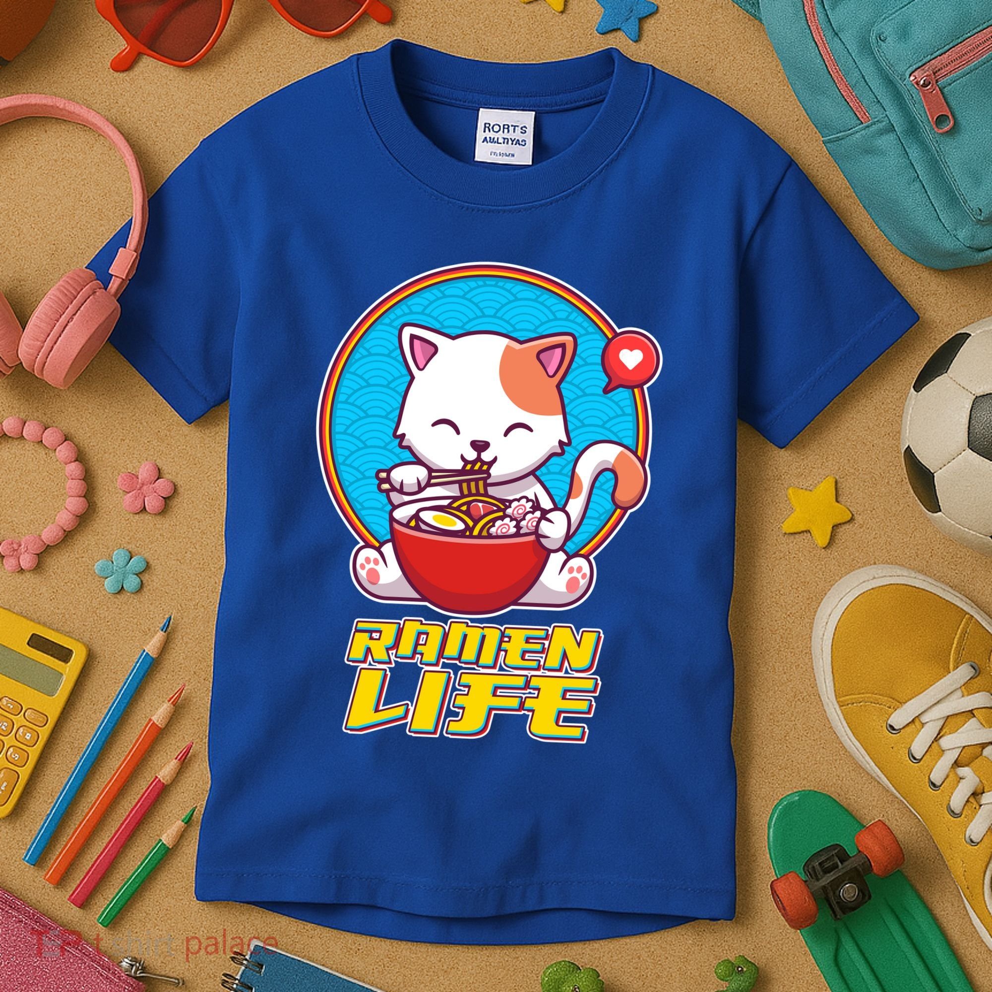 Cute Japanese Ramen Life Kitty Kids T-Shirt
