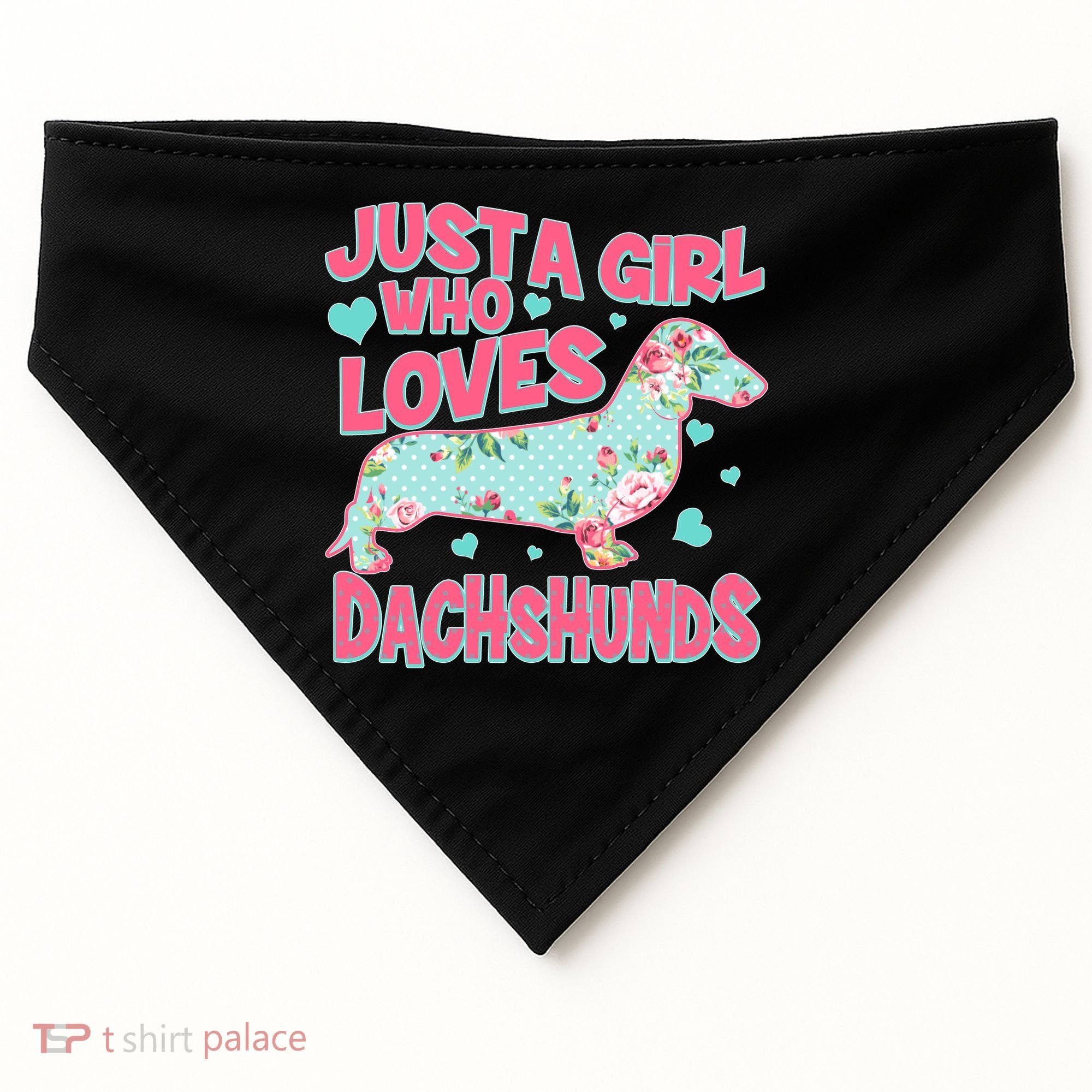 Cute Just A Girl Who Loves Dachshunds USA-Made Doggie Bandana