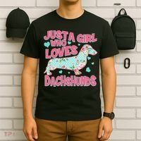 Cute Just A Girl Who Loves Dachshunds T-Shirt thumb 6