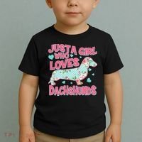 Cute Just A Girl Who Loves Dachshunds Toddler T-Shirt thumb 2