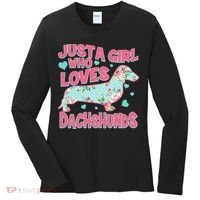 Cute Just A Girl Who Loves Dachshunds Women's Long Sleeve Shirt thumb 0
