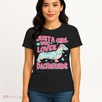 Cute Just A Girl Who Loves Dachshunds Women's T-Shirt thumb 4