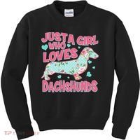 Cute Just A Girl Who Loves Dachshunds Kids Sweatshirt thumb 0