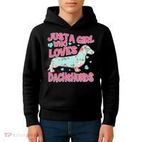 Cute Just A Girl Who Loves Dachshunds Kids Hoodie thumb 4