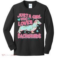 Cute Just A Girl Who Loves Dachshunds Kids Long Sleeve Shirt thumb 0