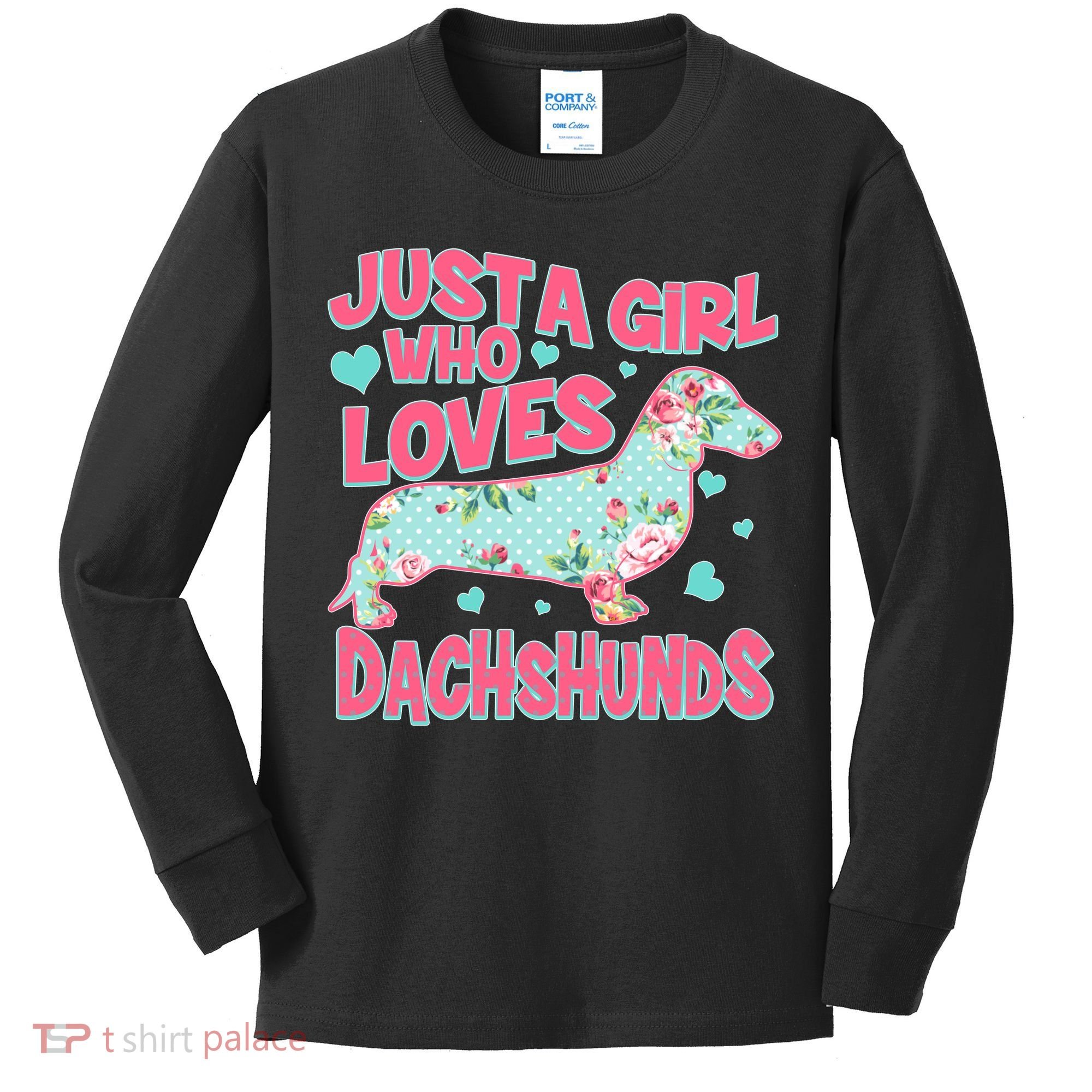 Cute Just A Girl Who Loves Dachshunds Kids Long Sleeve Shirt