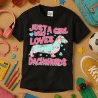 Cute Just A Girl Who Loves Dachshunds Kids T-Shirt thumb 3