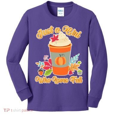 Cute Just A Girl Who Loves Fall Kids Long Sleeve Shirt
