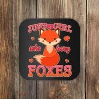 Cute Just A Girl Who Loves Foxes Coaster thumb 0