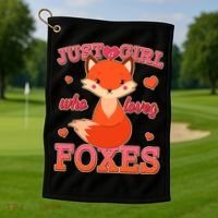 Cute Just A Girl Who Loves Foxes Golf Towel thumb 1