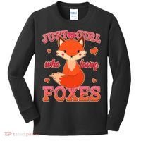 Cute Just A Girl Who Loves Foxes Kids Long Sleeve Shirt thumb 0