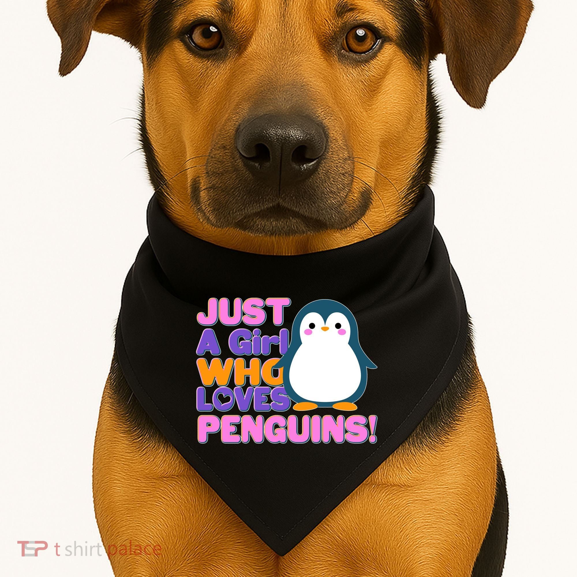 Cute Just A Girl Who Loves Penguins USA-Made Doggie Bandana