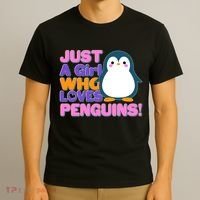Cute Just A Girl Who Loves Penguins T-Shirt thumb 3