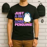 Cute Just A Girl Who Loves Penguins T-Shirt thumb 6