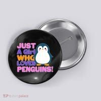 Cute Just A Girl Who Loves Penguins Button thumb 0