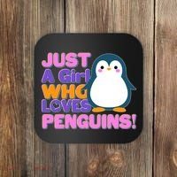 Cute Just A Girl Who Loves Penguins Coaster thumb 0