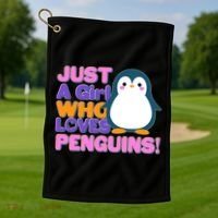 Cute Just A Girl Who Loves Penguins Golf Towel thumb 1