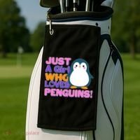 Cute Just A Girl Who Loves Penguins Golf Towel thumb 2