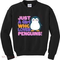 Cute Just A Girl Who Loves Penguins Kids Sweatshirt thumb 0