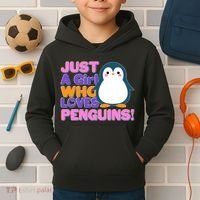 Cute Just A Girl Who Loves Penguins Kids Hoodie thumb 2