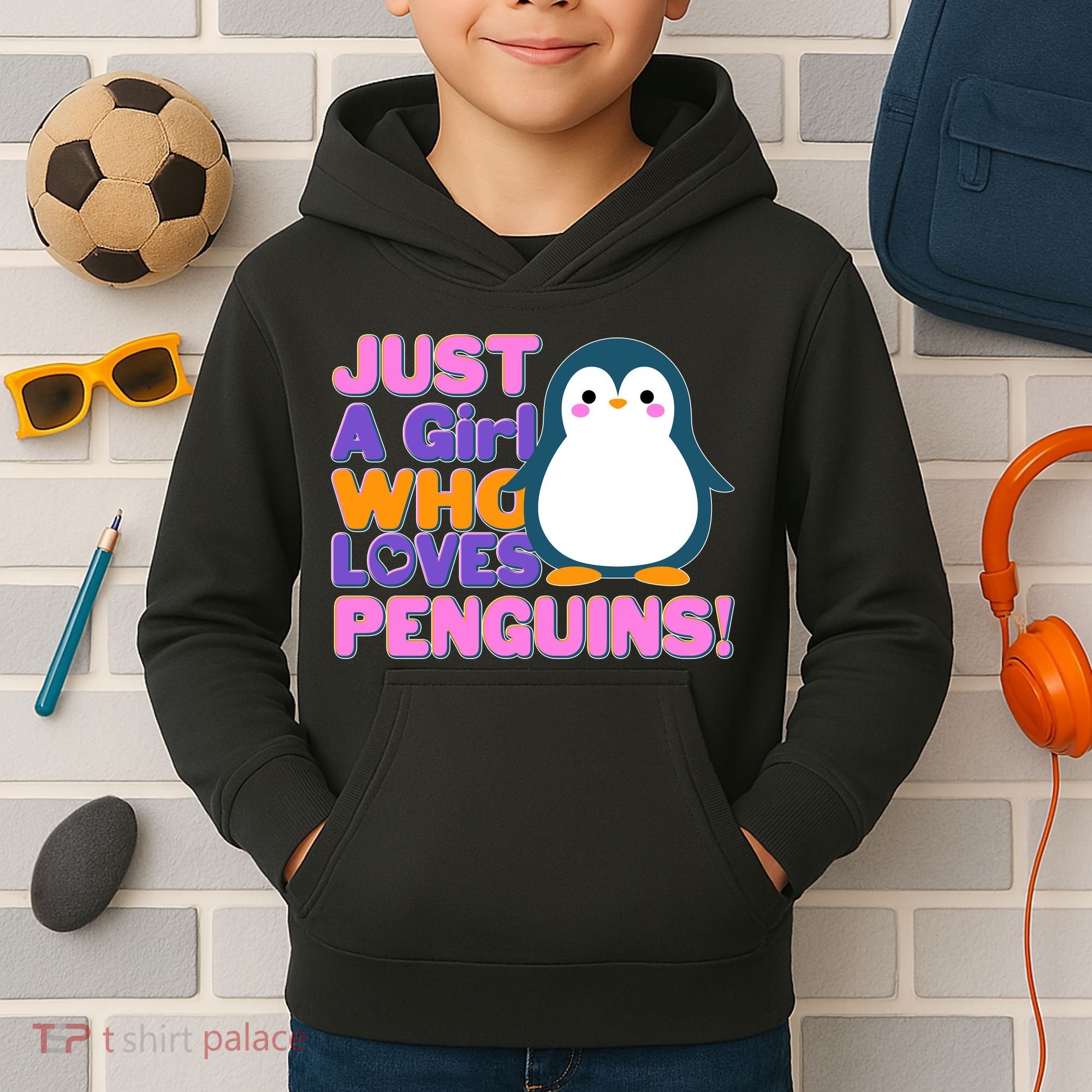 Cute Just A Girl Who Loves Penguins Kids Hoodie