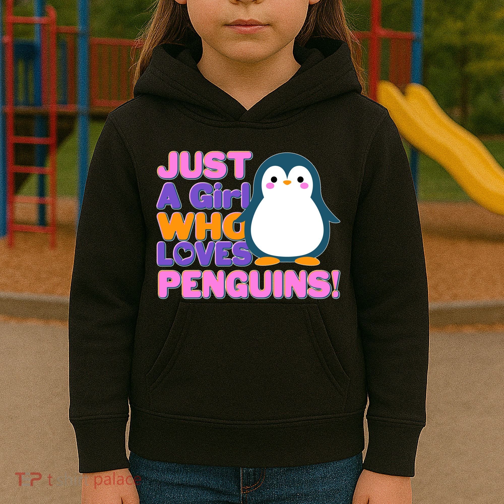 Cute Just A Girl Who Loves Penguins Kids Hoodie