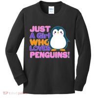 Cute Just A Girl Who Loves Penguins Kids Long Sleeve Shirt thumb 0