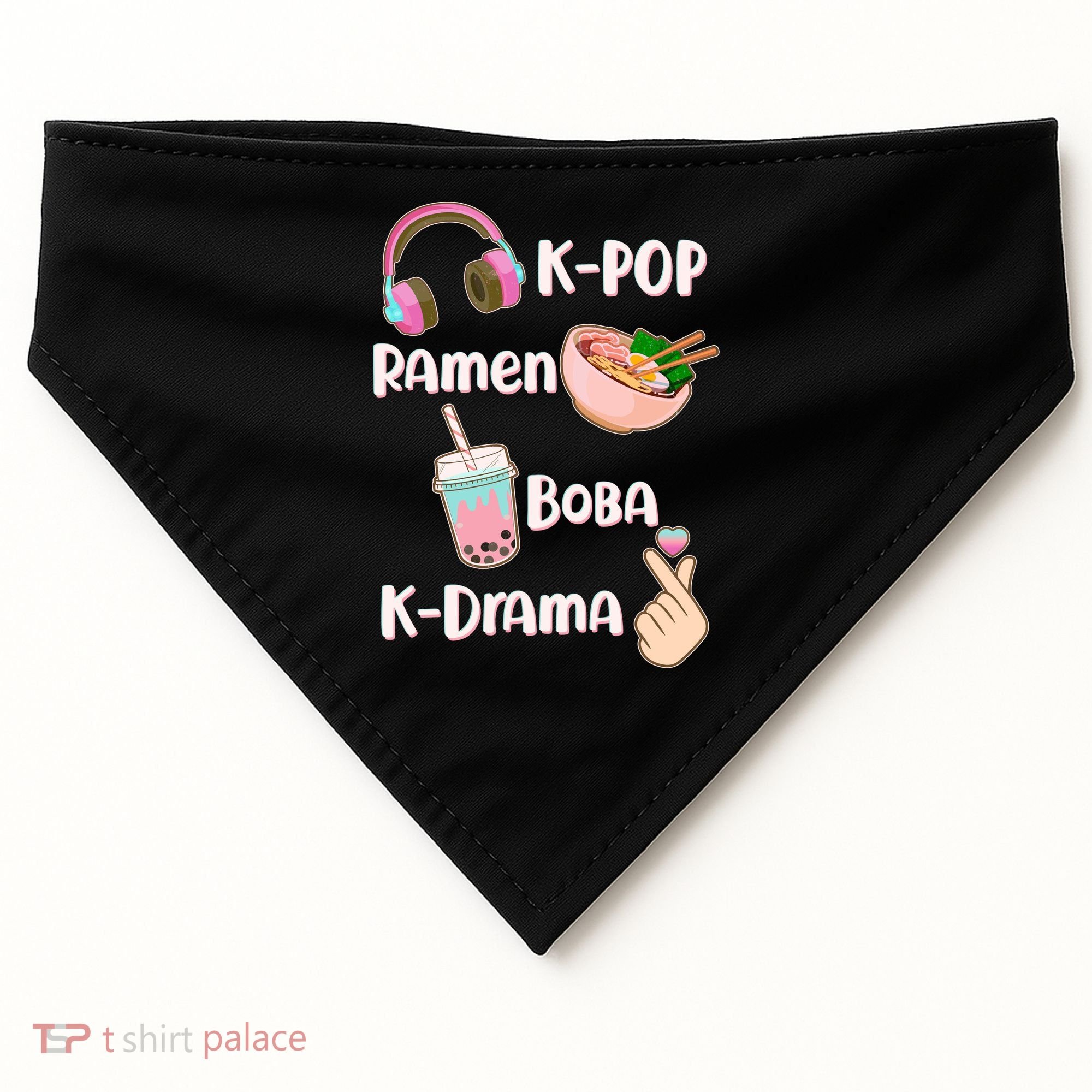 Cute K-Pop Raman Boba K-Drama USA-Made Doggie Bandana