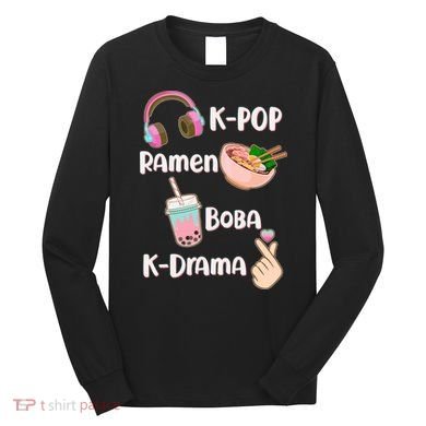 Cute K-Pop Raman Boba K-Drama Long Sleeve Shirt