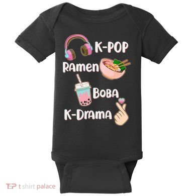 Cute K-Pop Raman Boba K-Drama Baby Bodysuit