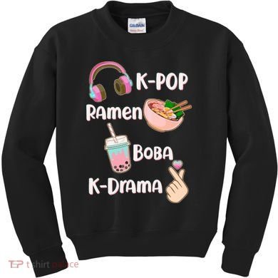 Cute K-Pop Raman Boba K-Drama Kids Sweatshirt