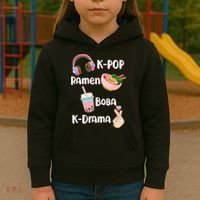 Cute K-Pop Raman Boba K-Drama Kids Hoodie thumb 3