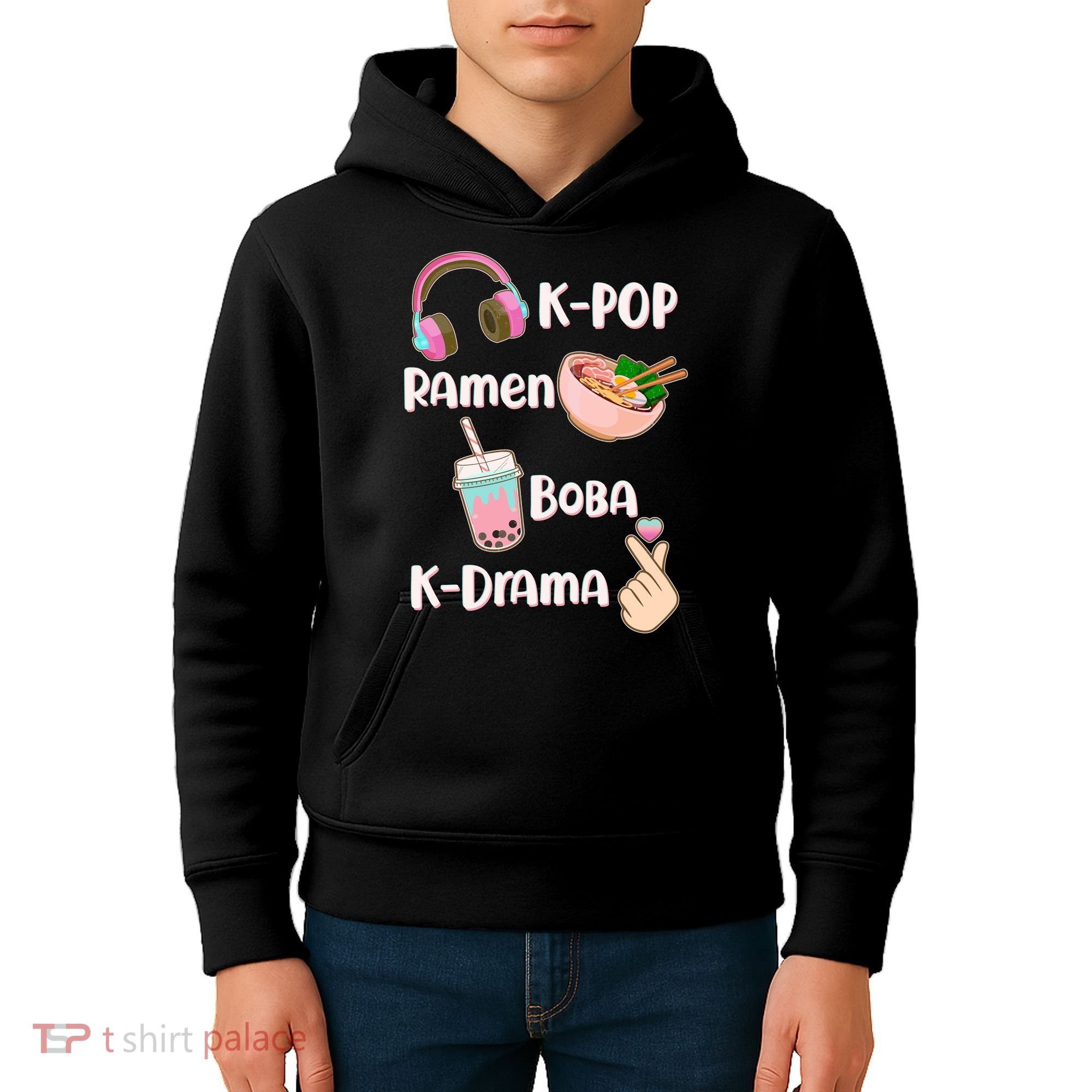 Cute K-Pop Raman Boba K-Drama Kids Hoodie