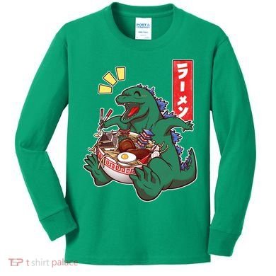 Cute Kaiju Ramen Kids Long Sleeve Shirt