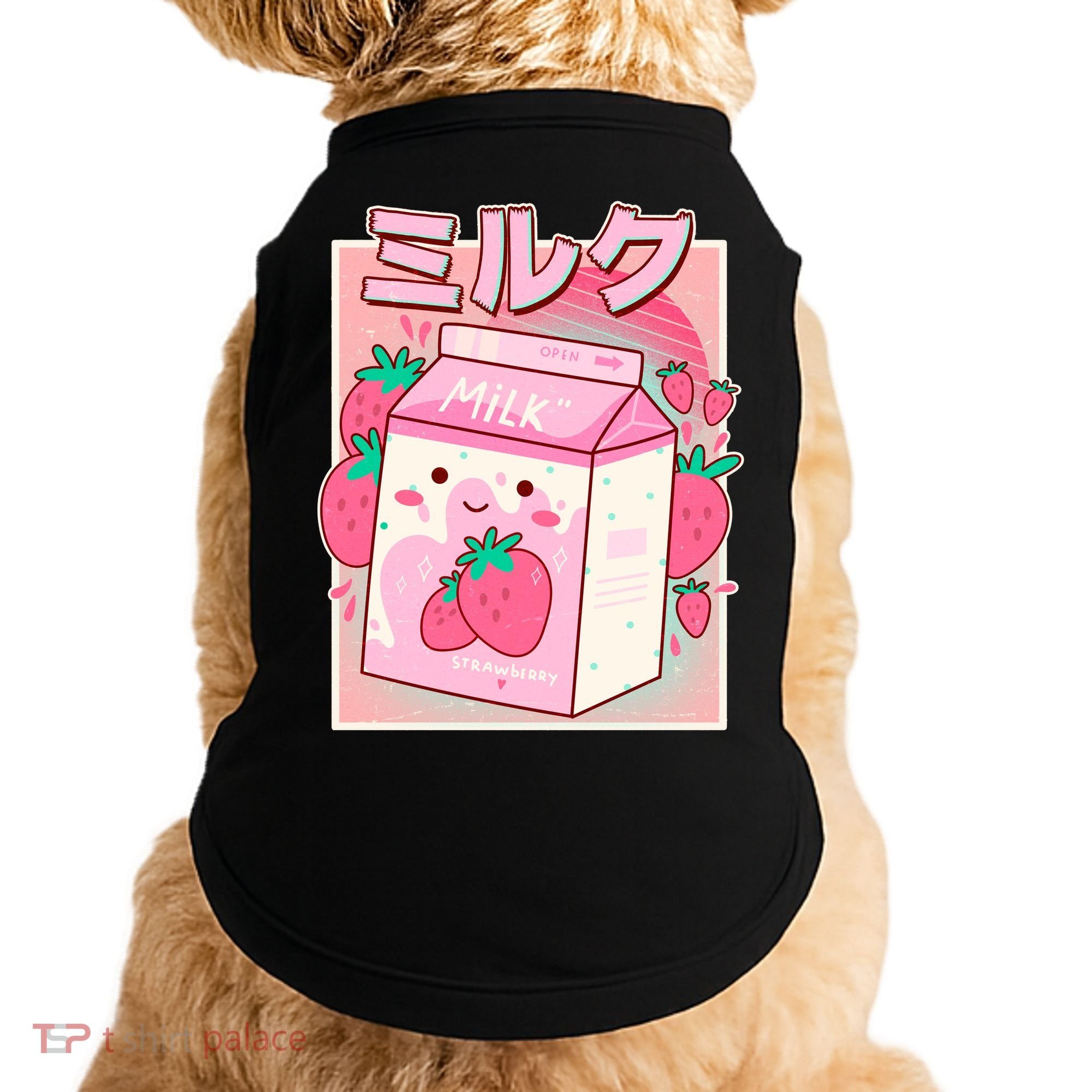 Cute Kawaii Japanese Strawberry Milk Doggie Tank