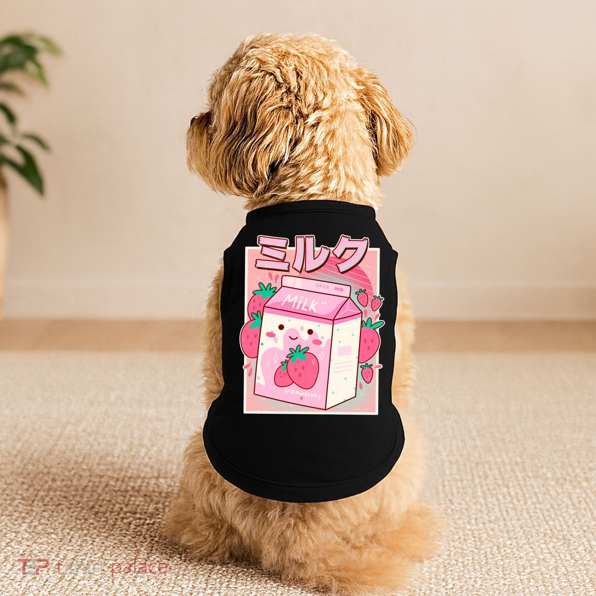 Cute Kawaii Japanese Strawberry Milk Doggie Tank