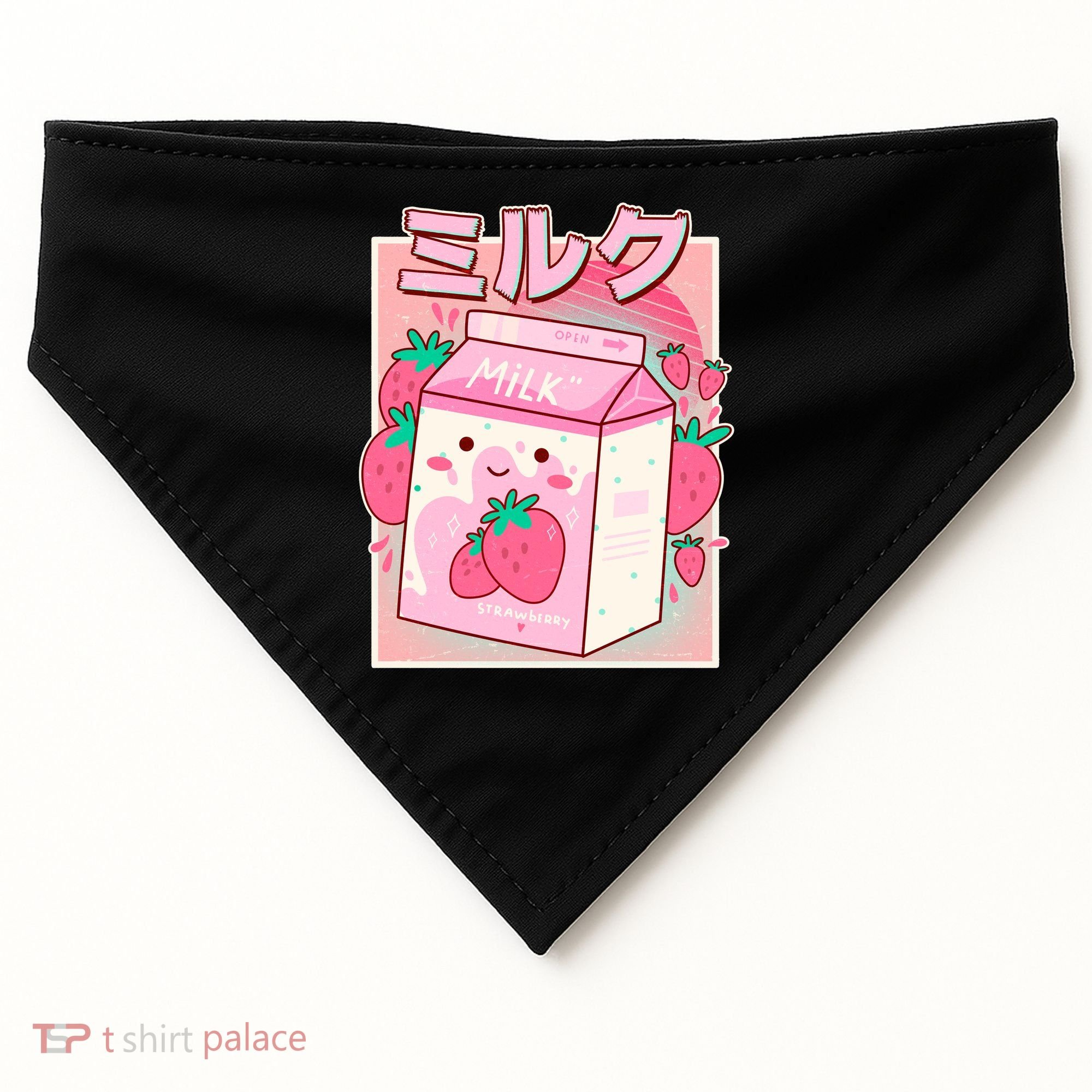 Cute Kawaii Japanese Strawberry Milk USA-Made Doggie Bandana