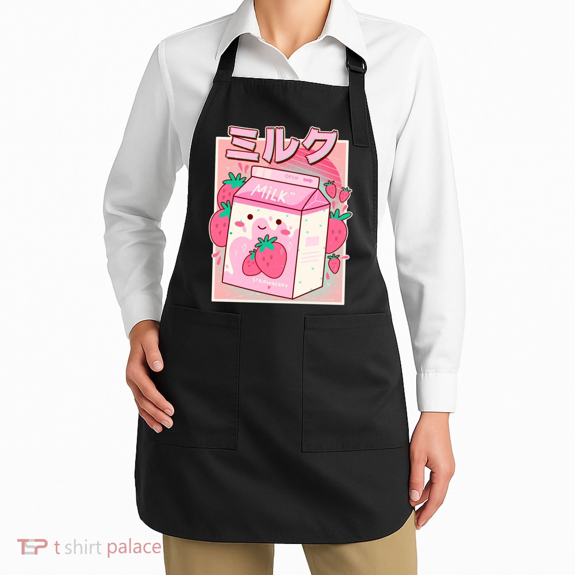 Cute Kawaii Japanese Strawberry Milk Apron