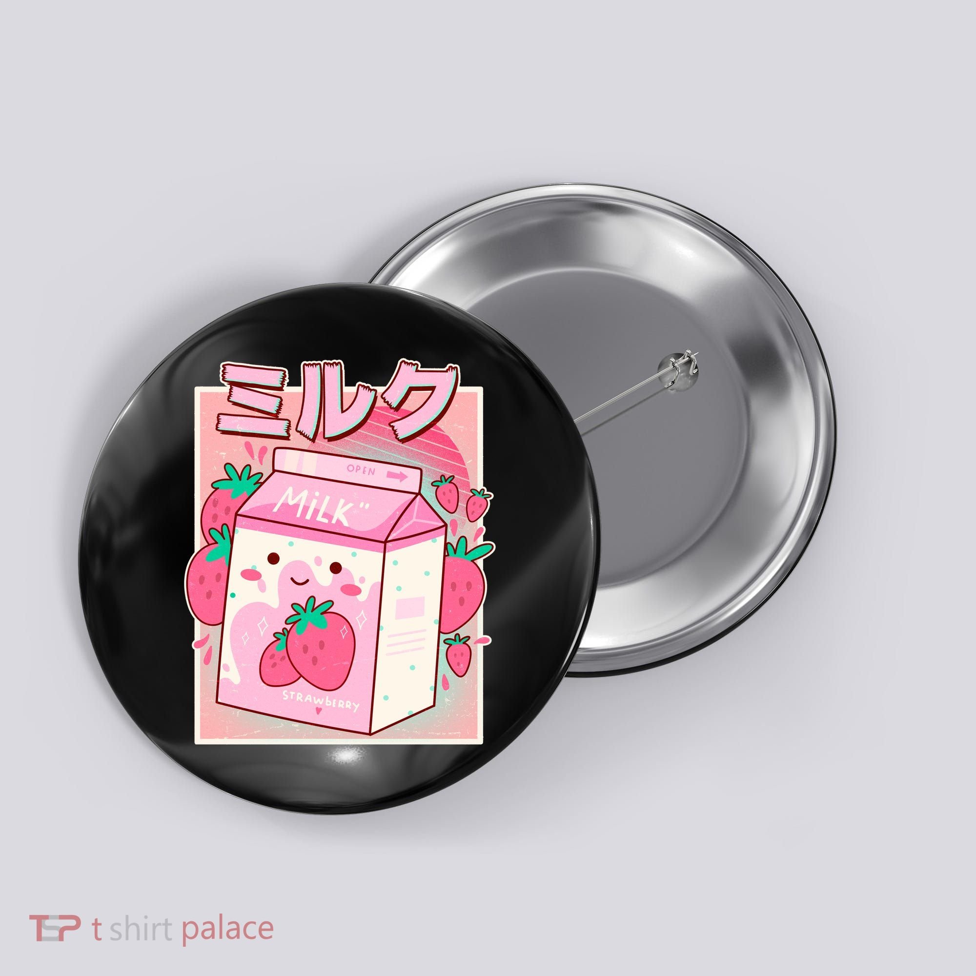 Cute Kawaii Japanese Strawberry Milk Button