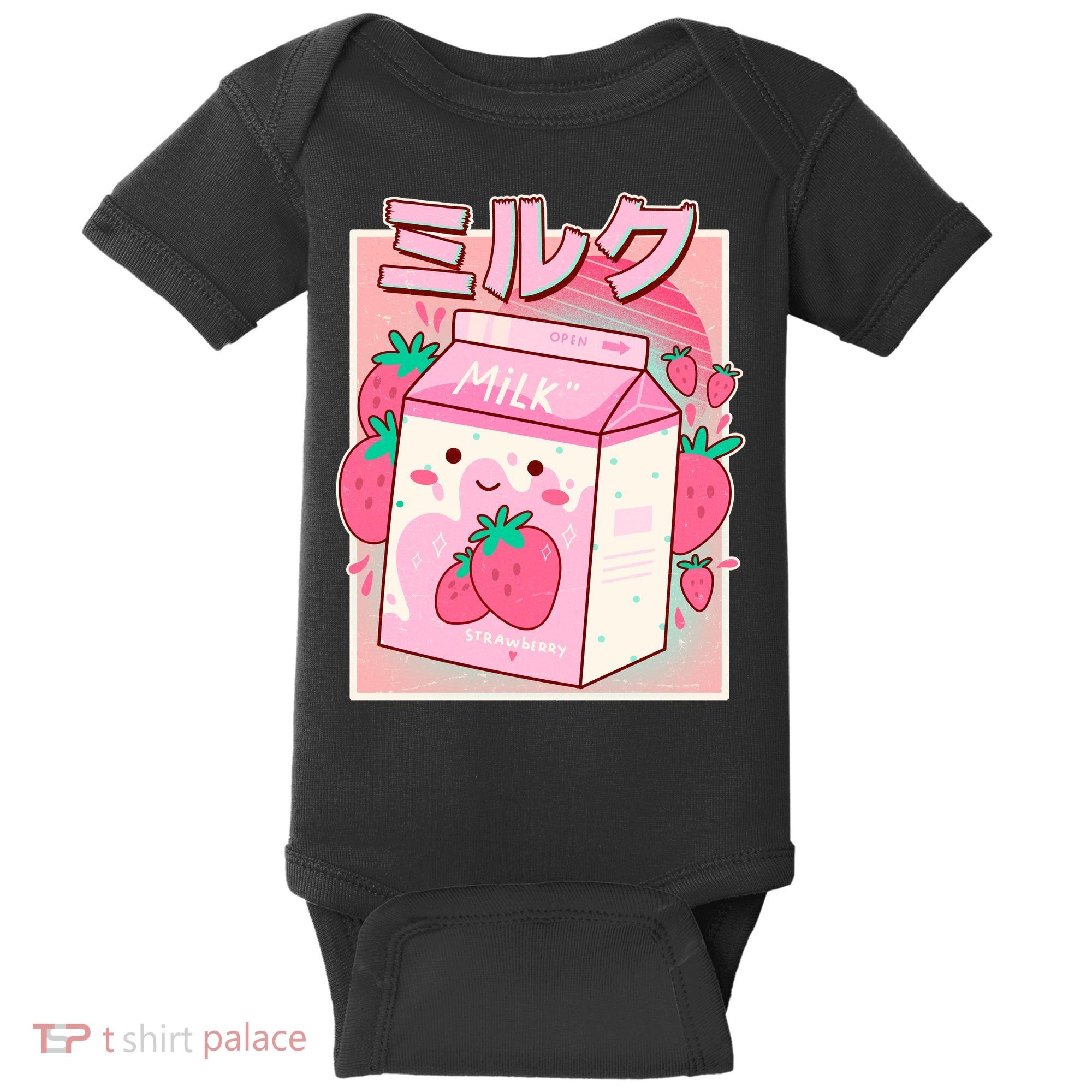 Cute Kawaii Japanese Strawberry Milk Baby Bodysuit