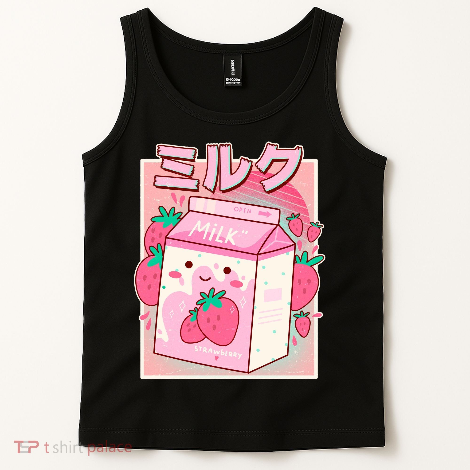 Cute Kawaii Japanese Strawberry Milk Tank Top