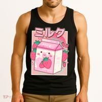 Cute Kawaii Japanese Strawberry Milk Tank Top thumb 3