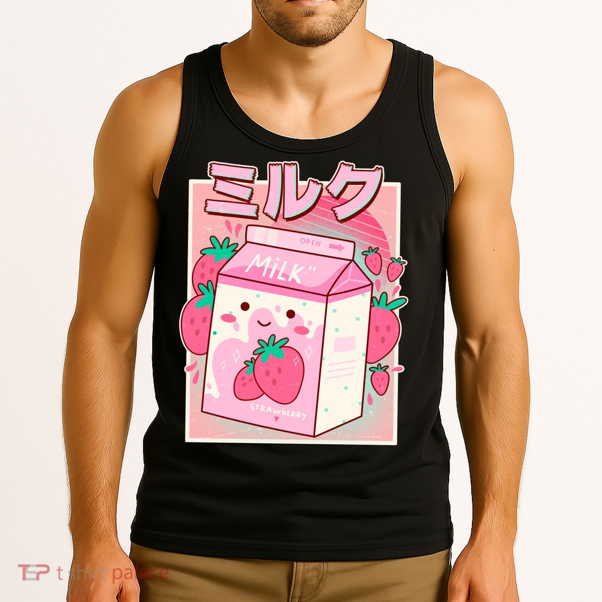 Cute Kawaii Japanese Strawberry Milk Tank Top