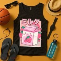 Cute Kawaii Japanese Strawberry Milk Tank Top thumb 4