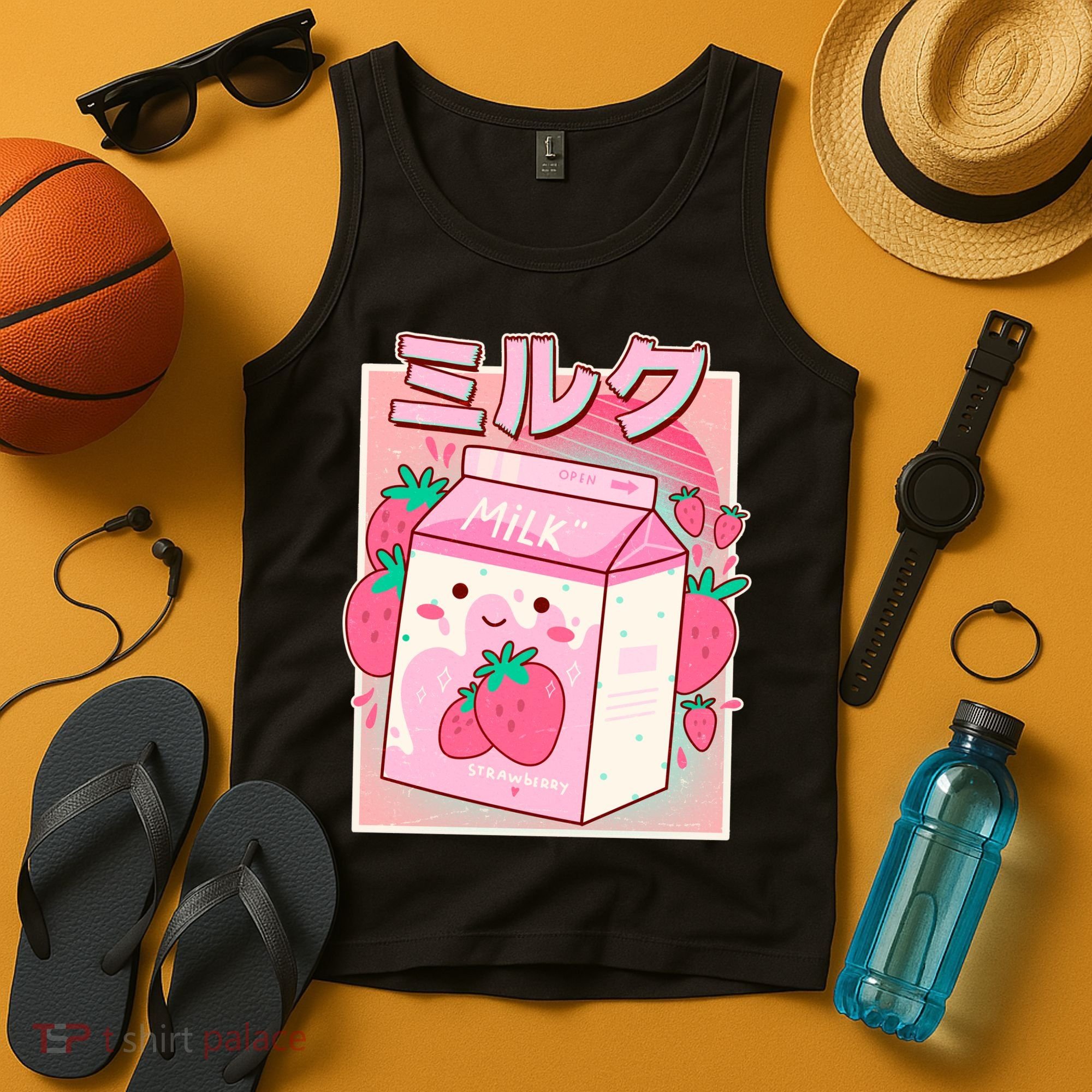 Cute Kawaii Japanese Strawberry Milk Tank Top
