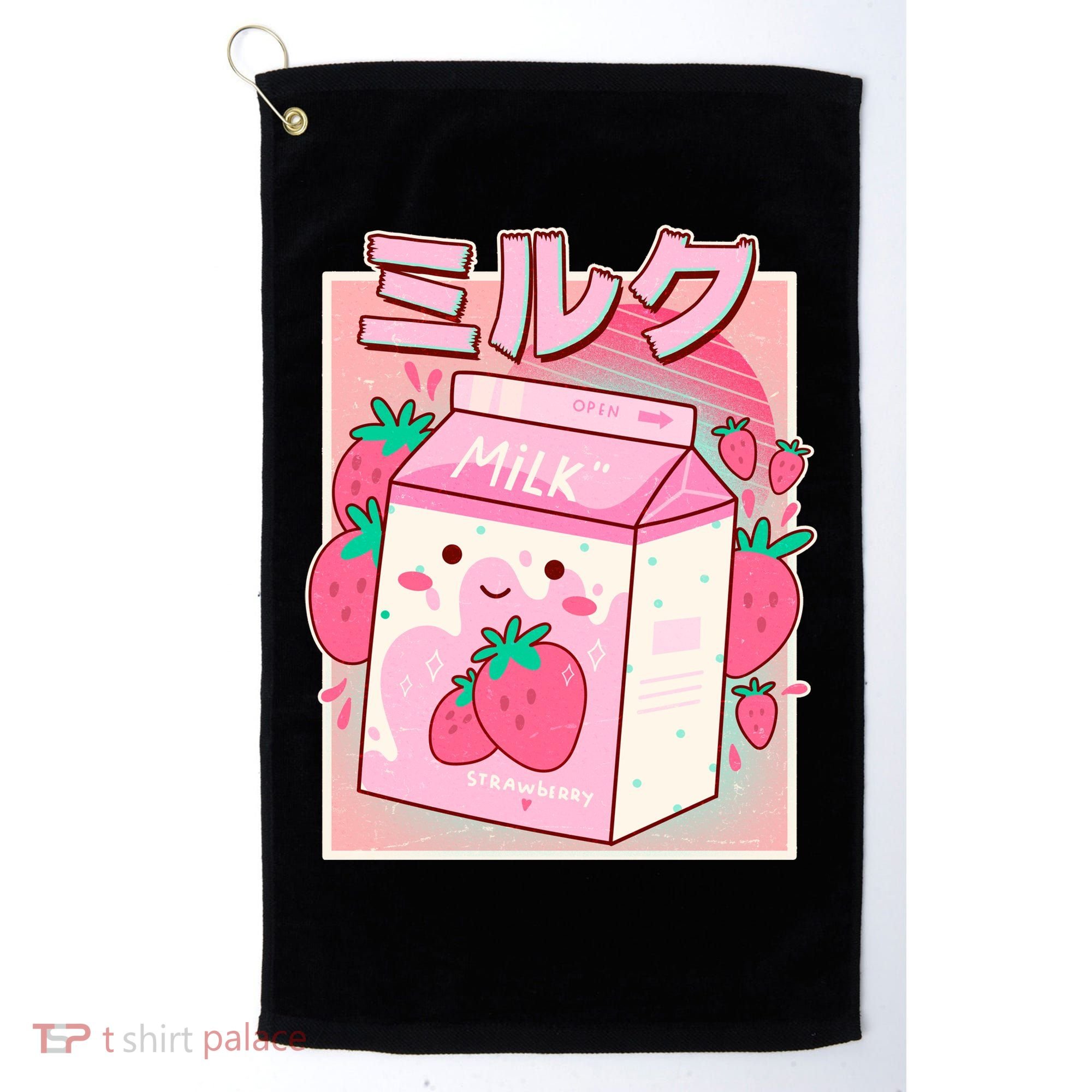 Cute Kawaii Japanese Strawberry Milk Golf Towel
