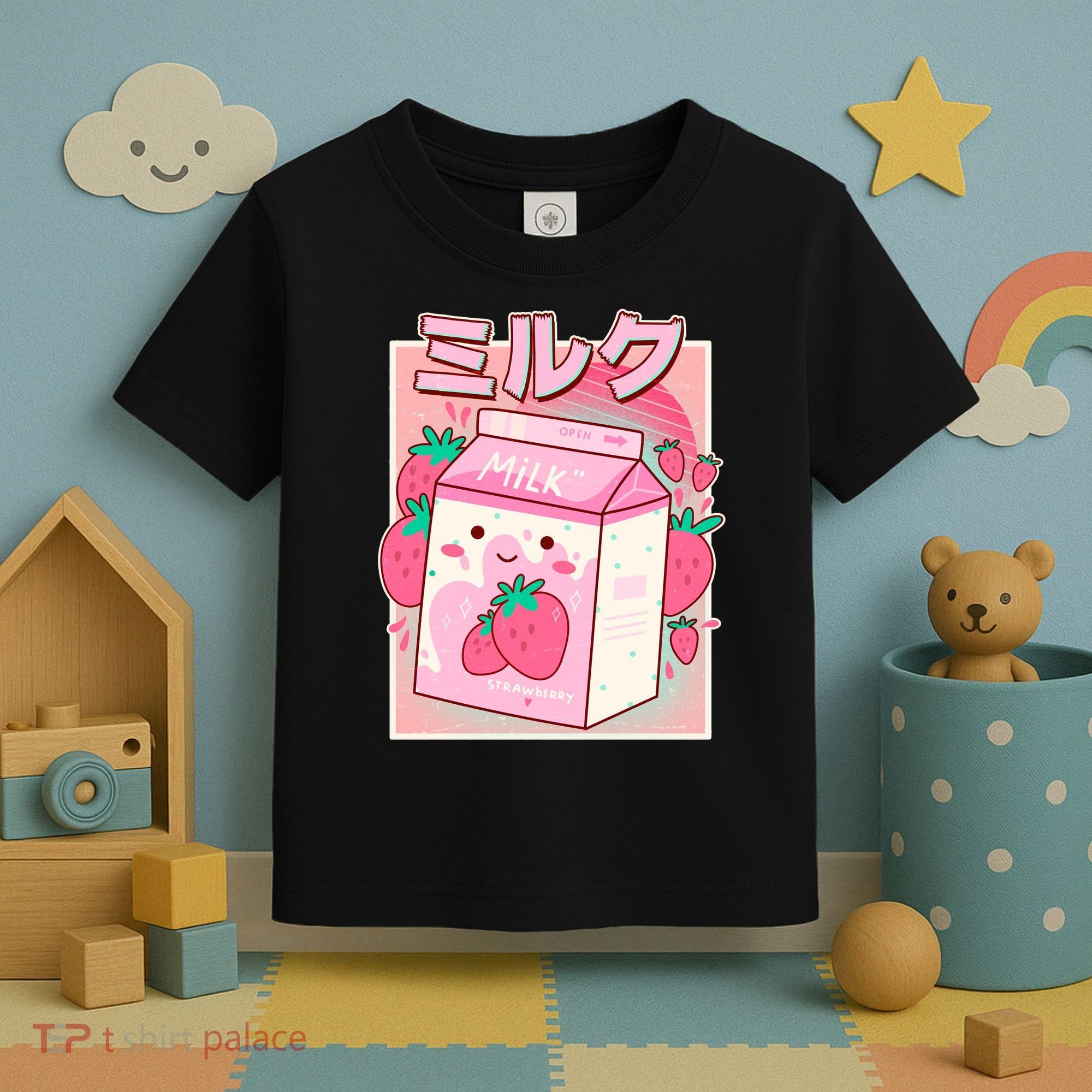 Cute Kawaii Japanese Strawberry Milk Toddler T-Shirt