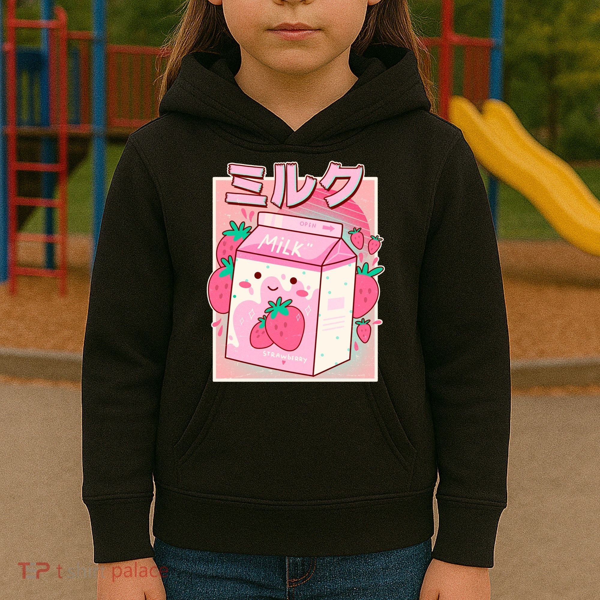 Cute Kawaii Japanese Strawberry Milk Kids Hoodie