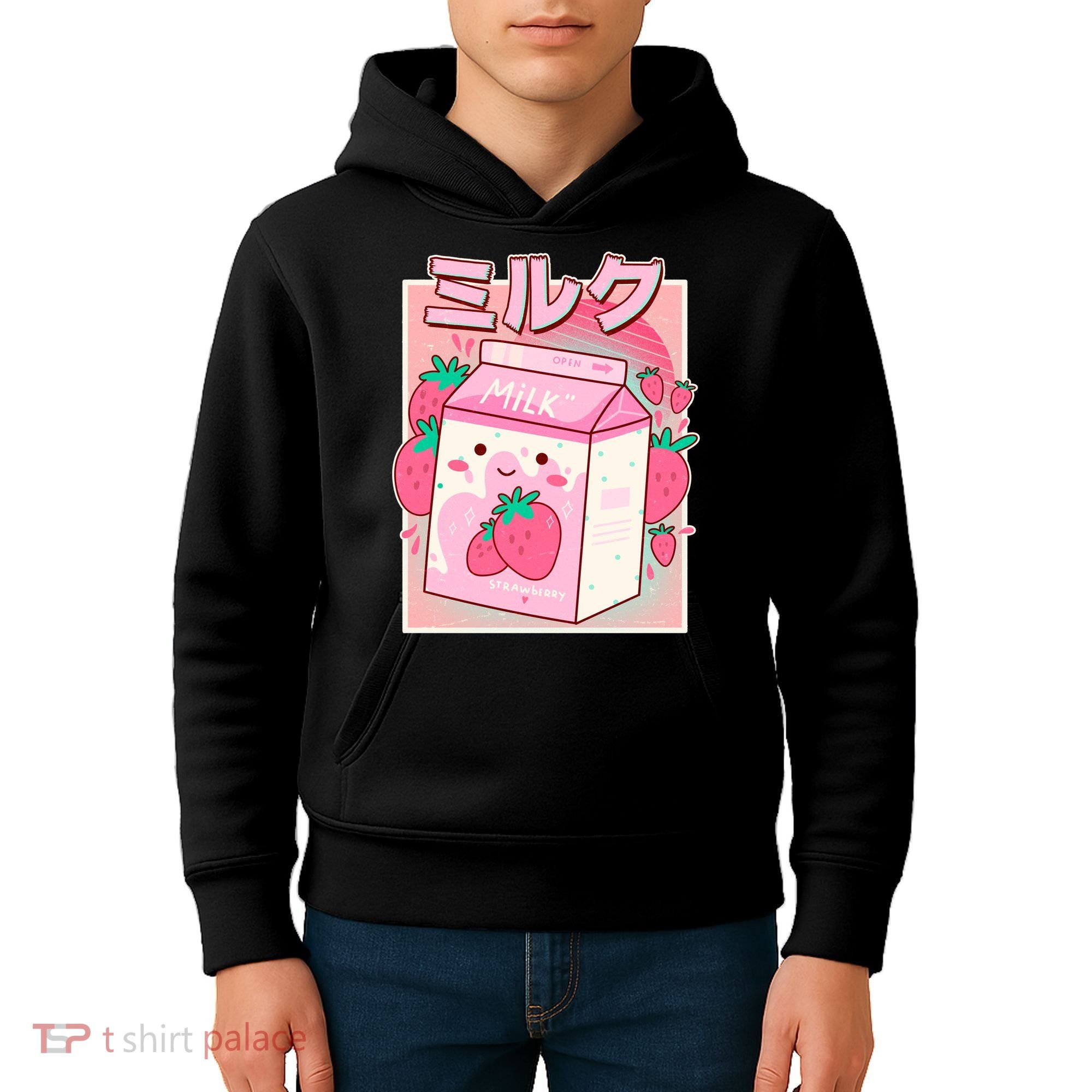 Cute Kawaii Japanese Strawberry Milk Kids Hoodie